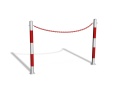 bariera_łańcuchowa U-12b - jeden rząd łańcucha czerwonego - biało-czerwona - przykręcana
