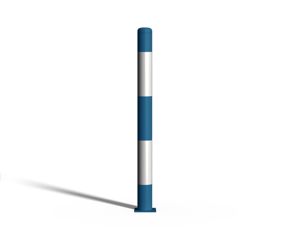 Przykręcany słupek parkingowy - niebiesko-biały