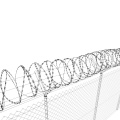 Zasiek concertina bto-35, fi 450 mm, wysięgniki, wizualizacja na ogrodzeniu
