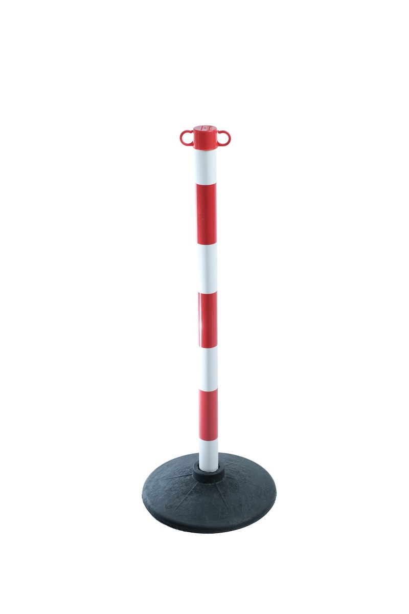 Zestaw słupek plastikowy biało-czerwony - 90 cm - z podstawą .jpg