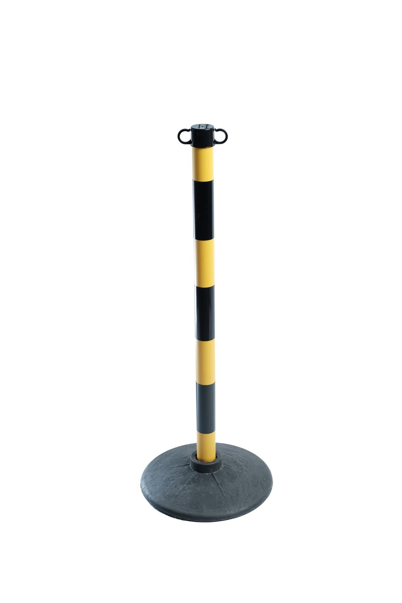 Zestaw słupek plastikowy żółto-czarny - 90 cm - z podstawą.jpg