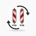 Tablica kierująca U-21 a/b - szara - ogranicznik skrajni drogi, folia I generacji - infografika