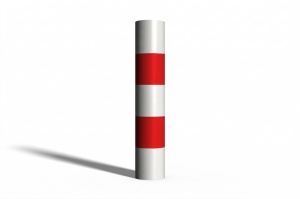 Słupek blokujący U-12c - biało-czerwony - spawany dekiel stalowy