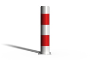 Przykręcany słupek blokujący U-12c - biało-czerwony - spawany dekiel stalowy