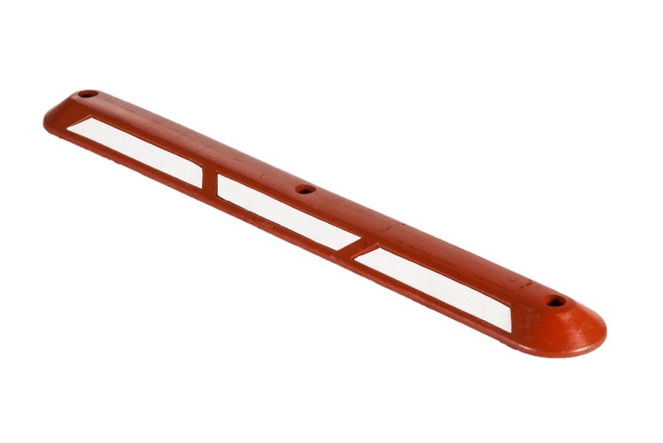 Separator Parkingowy  Rowerowy gumowy - długość 100 cm - czerwony z białymi odblaskami.jpg