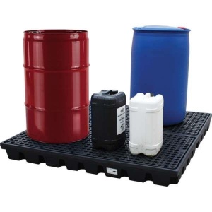 Platforma robocza polietylenowa EcoDrop 240 l, beczka 4*200 l, wanna wychwytowa, czarny, LOW