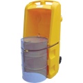 Mobilne stanowisko robocze, polietylenowe EcoDrop 250 l, beczka 1*200 l, żółty, DRUM TROLLEY zdjęcie 2