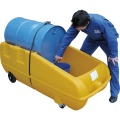 Mobilne stanowisko robocze, polietylenowe EcoDrop 250 l, beczka 1*200 l, żółty, DRUM TROLLEY zdjęcie 3