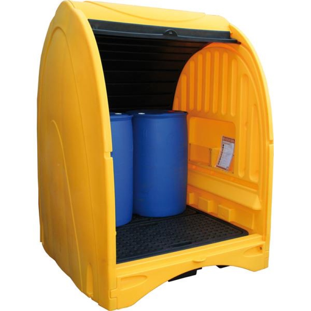 Stanowisko robocze polietylenowa EcoDrop 250 l, beczka 4*200 l, żółty/czarny, HARDCOVER
