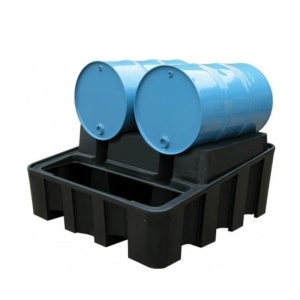 Stanowisko robocze polietylenowe EcoDrop 450 l, beczka 2*200 l, moduł bazowy, czarny, DRUM RACK
