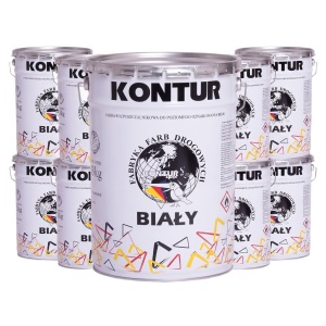 Farba drogowa biała - zestaw 10 szt. - 20 L - 33 kg - RAL 9016