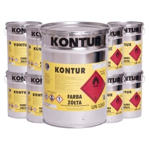 Farba drogowa żółta - zestaw 10 szt. - 20 L - 33 kg - RAL 1003
