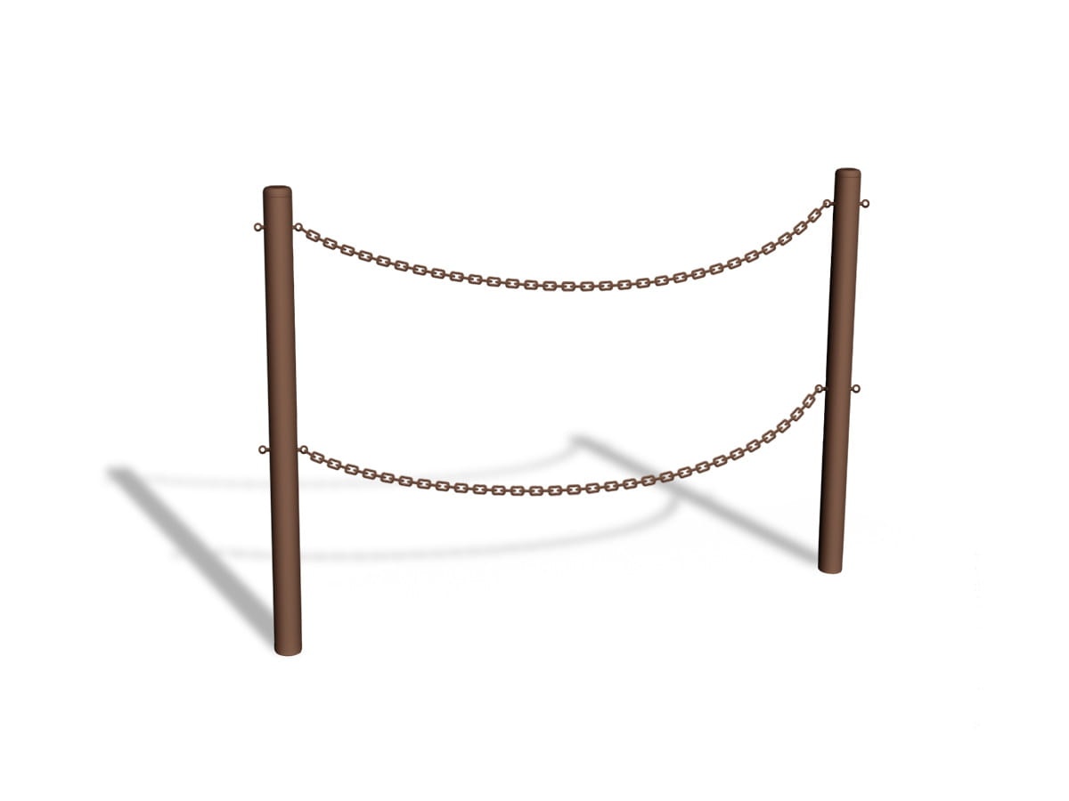 bariera_łańcuchowa U-12b - dwa rzędy łańcucha - brązowa - do zabetonowania