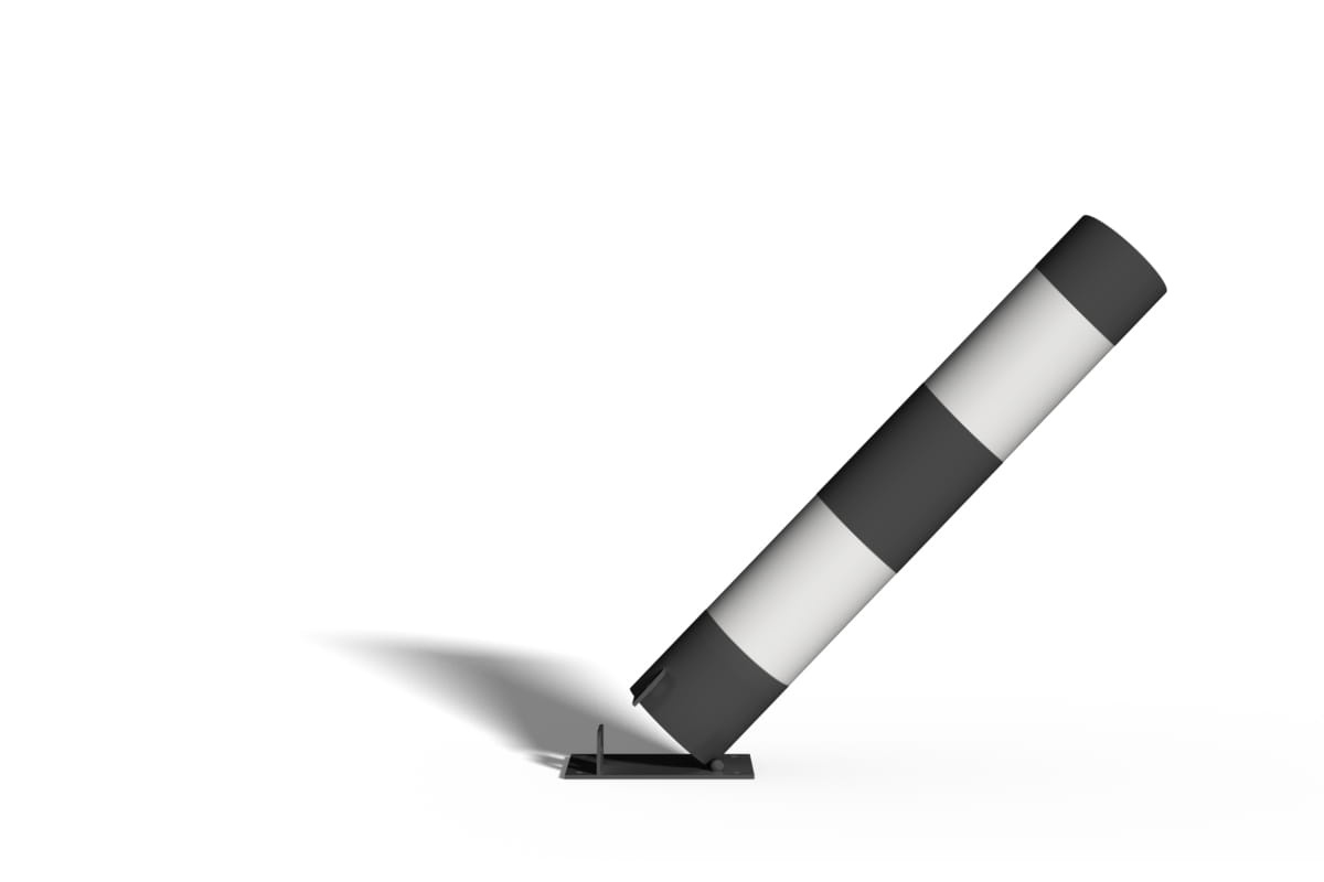 Składany słupek u12c parkingowy, chodnikowy blokujący czarno-biały