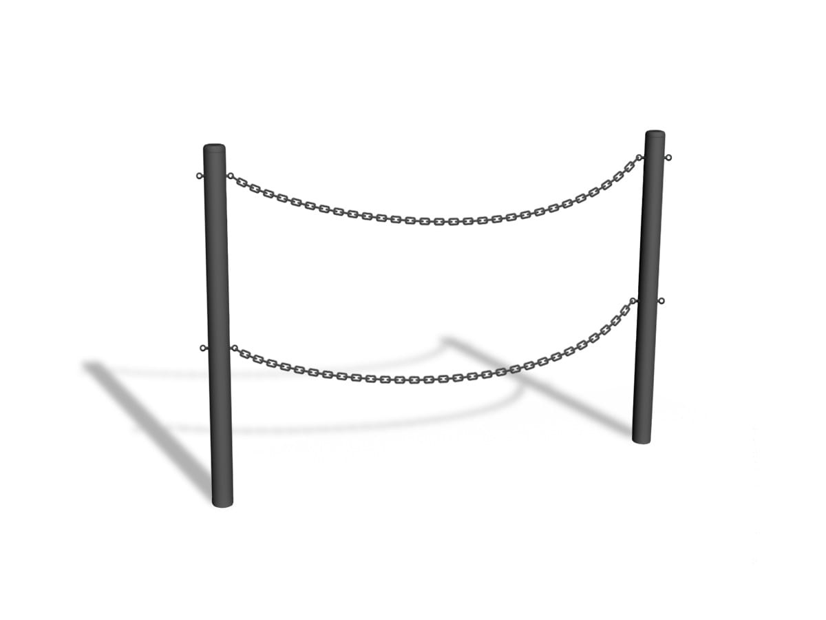 bariera_łańcuchowa U-12b - dwa rzędy łańcucha - czarna - do zabetonowania