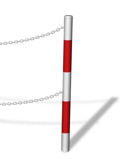 Słupek kończący bariery łańcuchowej u12b - biało-czerwony - do zabetonowania.jpg