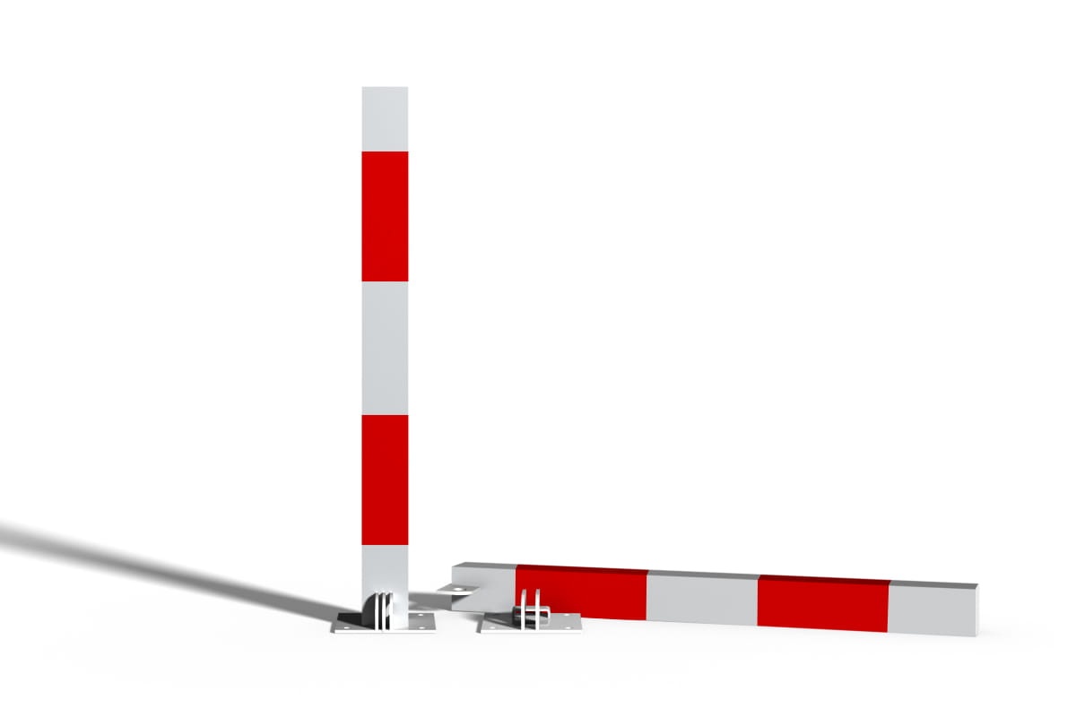 Składany słupek parkingowy blokujący biało-czerwony