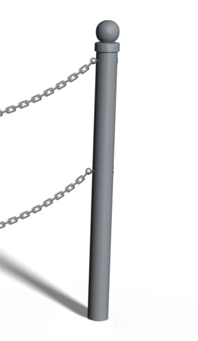 Słupek kończący bariery łańcuchowej Z KULĄ - szary lub inny DOWOLNY KOLOR - do betonowania w gruncie.jpg