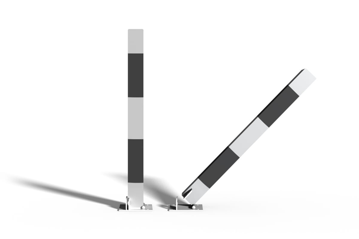 Składany słupek parkingowy blokujący biało-czarny