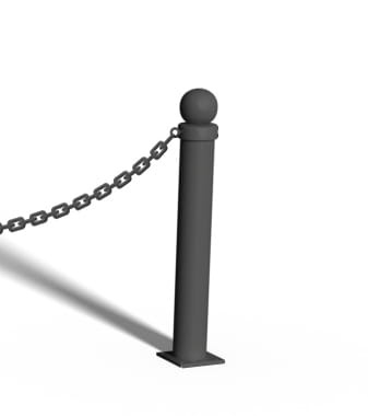 Słupek kończący z kulą do bariery łańcuchowej - przykręcany - czarny.jpg