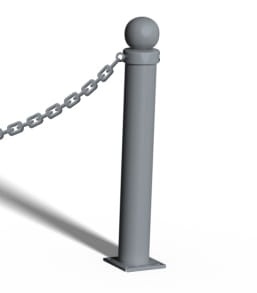 Słupek kończący z kulą do bariery łańcuchowej - przykręcany - NISKI SZARY.jpg