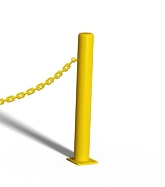 Słupek kończący do trawnikowej bariery łańcuchowej - przykręcany - żółty
