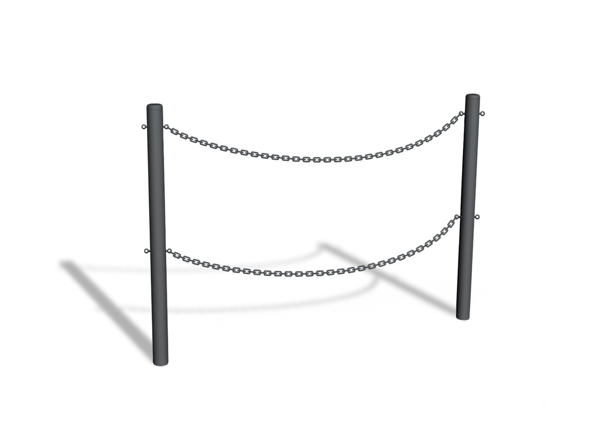 bariera_łańcuchowa U-12b - dwa rzędy łańcucha - grafitowa - do zabetonowania