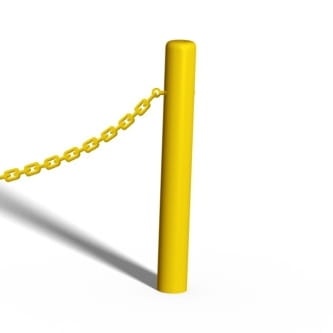 Słupek kończący do trawnikowej bariery łańcuchowej - do zabetonowania w gruncie - żółty.jpg