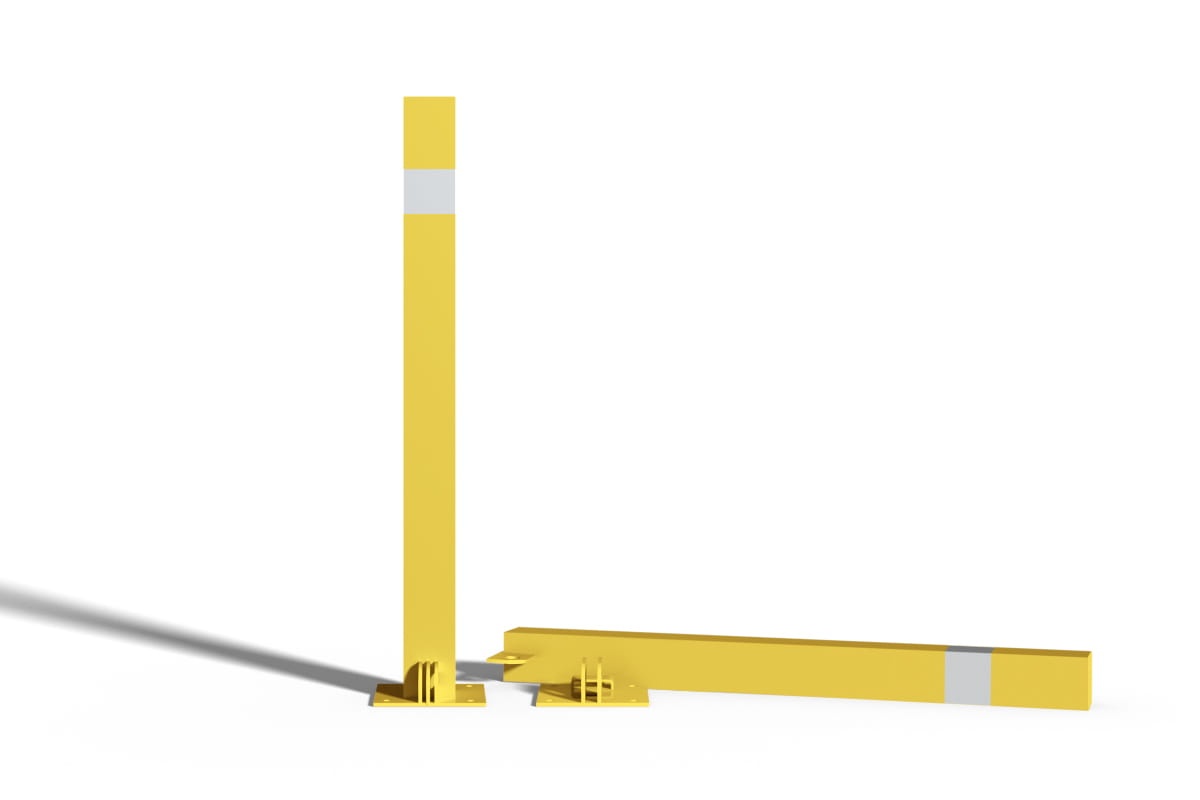 słupek profilowy demontowalny - żółty z białym ozdobnym paskiem