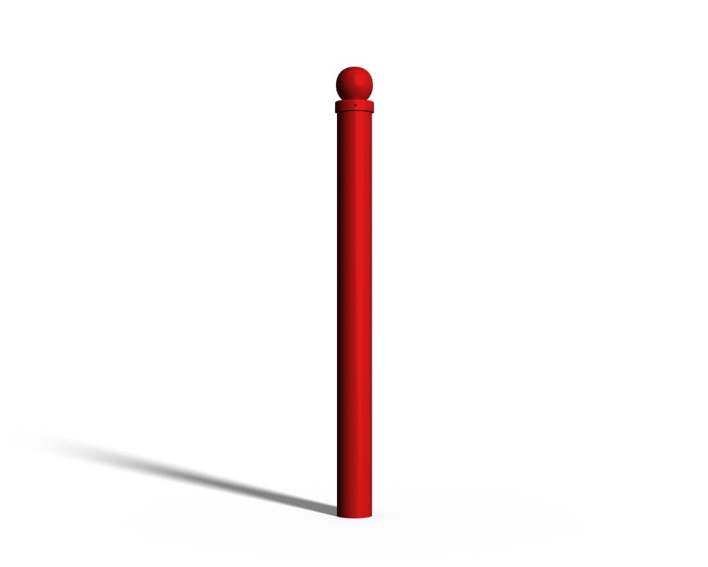 Słupek parkingowy ozdobny z kulą - do zabetonowania - czerwony