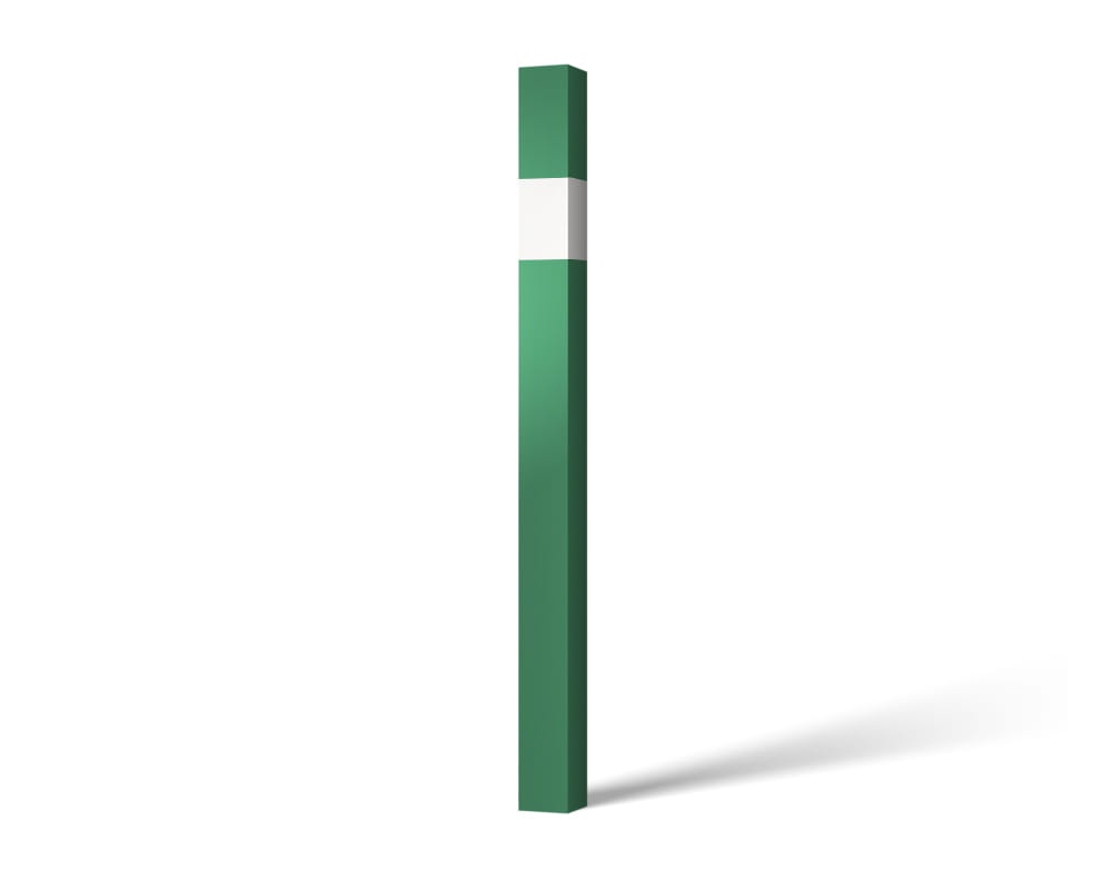 słupek profilowy do zabetonowania w gruncie - zielony z białym ozdobnym paskiem