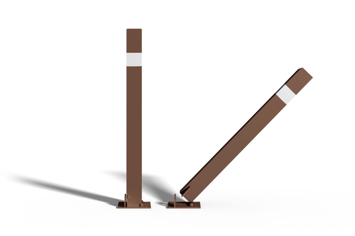słupek profilowy składany - brązowy z białym ozdobnym paskiem